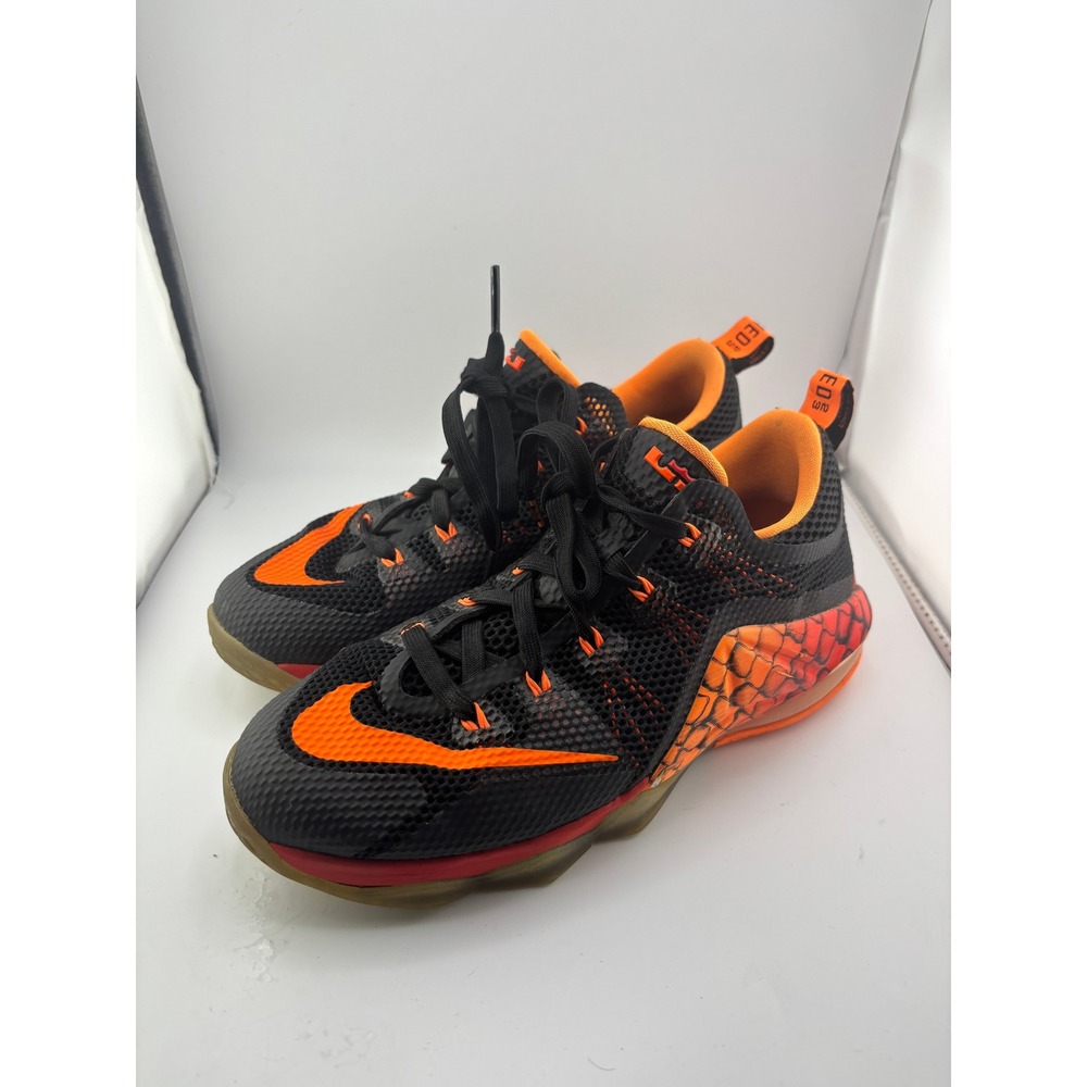 Nike LeBron 12 Low Court Purple Bright Crimson Black Orange 744547-004 Kids 6Y